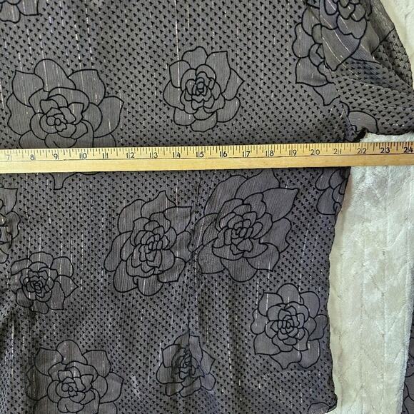 VTG 90s Velvet Burnout Button Up Womens XL Sheer Metallic Fairy Grunge Academia - Picture 2 of 6